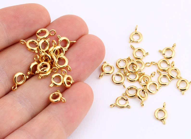 10 piezas de cierre de resorte chapado en oro de 24 k, langosta chapada en oro, extremo de pulsera, chapado en oro Fabricación de joyas, 6 MM GLD-1199 imagen 1