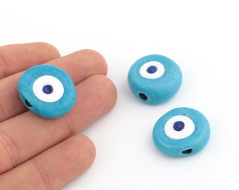 23x18mm Murano Glass Evil Eye Charms, Hand Made Murano Glass Evil Eye Beads, Murano Glass Findings, Tiny Murano Glass Charms, STN-128