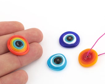 20mm Murano Glass Evil Eye Charms, Hand Made Murano Glass Evil Eye Beads, Murano Glass Findings, Tiny Murano Glass Charms, STN-129
