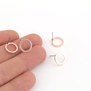 2pcs Rose Gold Plated Round Earring, Circle Earrings, Rose Gold Plated Ear Hoop, Circle Earrings, Round Earrings, ( 12mm ) EAR-387