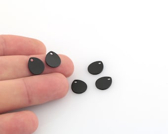 3 Pcs 8x10mm Black Plated Drop Charms ,Geometric Charm, Drop Necklace , Brass Drop Charms ,Black Plated Charms BLK-114