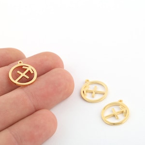 14x16mm 24k Shiny Gold Plated Zodiac Signs Charms , Sagittarius Charms, Gold Zodiac Charms, Horoscope Charms, Gold Plated Findings, GLD-946