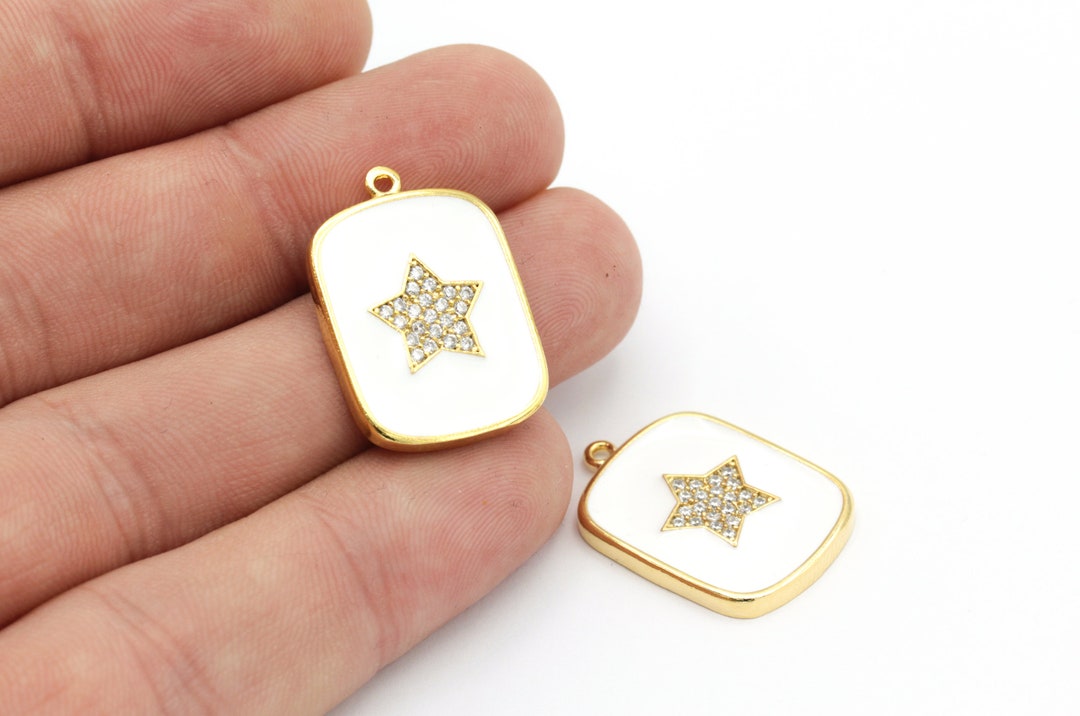 24k Gold Plated Pave Star ,cubic Zirconia Star, Star Pendant