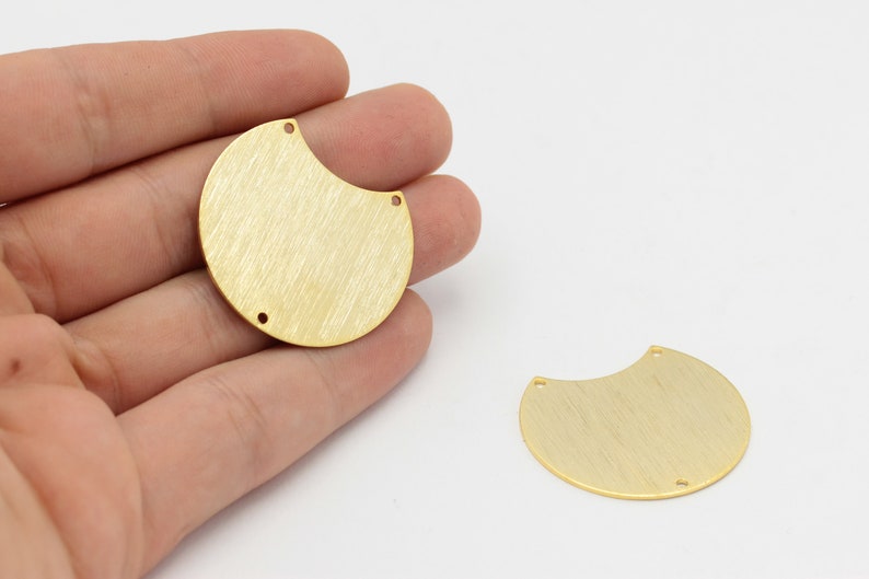 Stamping Blanks GLD-477 24K Gold Plated Moon Charms With 3 Holes Brass Pendant 35x28mm 1 Pcs Gold Moon Charm,Textured Pendant