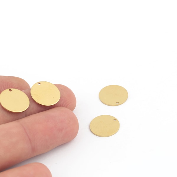12 Pcs 16mm Raw Brass Round Charms ,Round Disc ,Raw Brass Coins,Raw Brass Pendant Materials With Handle Round DS-RW-599