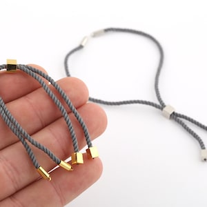 Half Finished Adjustable Bracelet, Cotton Rope Bracelet, 2mm Cord Bracelet Connector BlanksFriendship Style for DIY Gift Jewelry (24cm)AS-56