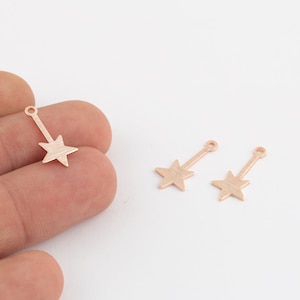 6 pcs 9x20mm Rose Gold Plated Textured Star Charms, Star Pendants, Rose Gold Plated Star, Jewelry Making,Necklace Findings, Star - RSGLD-474