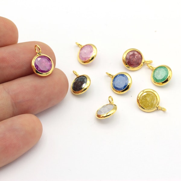 1 Pcs 10x13mm Shiny Gold Plated Crystal Round Connector, Circle Bracelet Charms,Gemstone Connector, Bracelet Connectors, STN-58