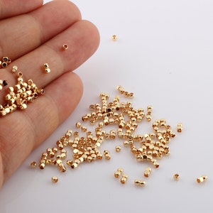 2mm 50 pcs  24k shiny gold cube beads , gold cube beads 2mm cube brass spacer-GLD-2