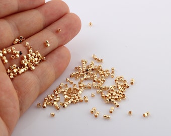 2mm 50 pcs 24k perles de cube d'or brillant, perles de cube d'or 2mm cube en laiton-GLD-2