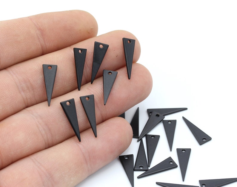 -GLD-51 Stamping Tag 6 Pcs 24k Gold Plated Triangle Charms Tiny Necklace Triangle 6x17mm