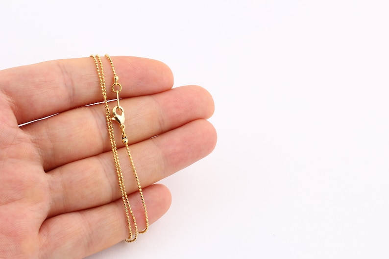 1mm Soldered Chains Da\u0131nty Necklace Chain16-17-18-20-22-25 24k Gold Plated Shiny Gold Plated Ball Chains Cable Chains Ball Chains