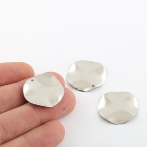 2 Pcs 25mm Rhodium Plated Hammered Round Charms, Rhodium Stamping Tag,Earring Charms,Necklace Charms,Rhodium Big Disc Round Jewelry,SLVR-318