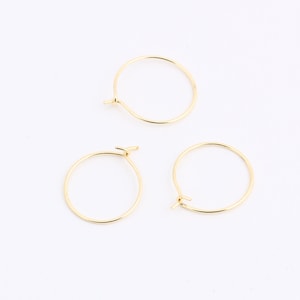 20mm gold Plated Earring Hoops ,6 Pcs Circle earrings,  Ear Hoop EAR-18