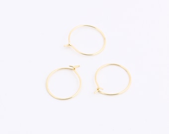 20mm gold Plated Earring Hoops ,6 Pcs Circle earrings,  Ear Hoop EAR-18