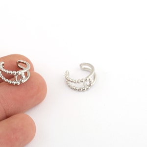 Rhodium Plated Ball Ear Cuff, Ear Cuff, Minimalist Ear Cuff, Dainty Ear Cuff, Hoop Ear Cuff, Cartilage Earrings, EAR-304