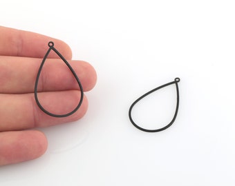 Black Plated Drop Charms ,Geometric Charm, Drop Necklace , Brass Drop Charms ,Black Plated Charms 25x40mm BLK-110