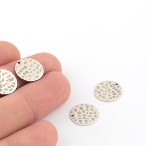 6 Pcs 14mm Antique Silver Hammered Round Charms , Hammered Round Disc Antique Silver Coins,Round Hammered Disc, ANT-85