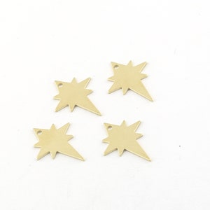 6 piezas 15x20mm Raw Brass North Star Charm, North Star Charms, Earring Charms, North Star Pendant, Pole Star Charm, Brass Findings, DS-RW-558