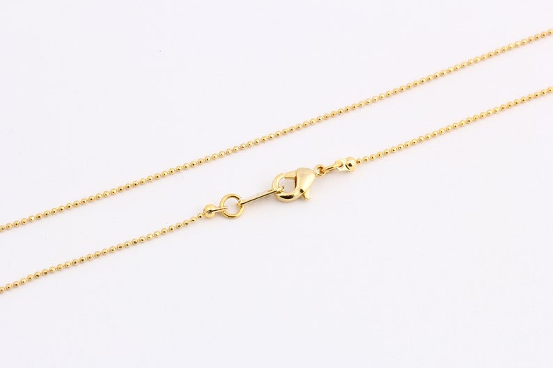 1mm Soldered Chains Da\u0131nty Necklace Chain16-17-18-20-22-25 24k Gold Plated Shiny Gold Plated Ball Chains Cable Chains Ball Chains
