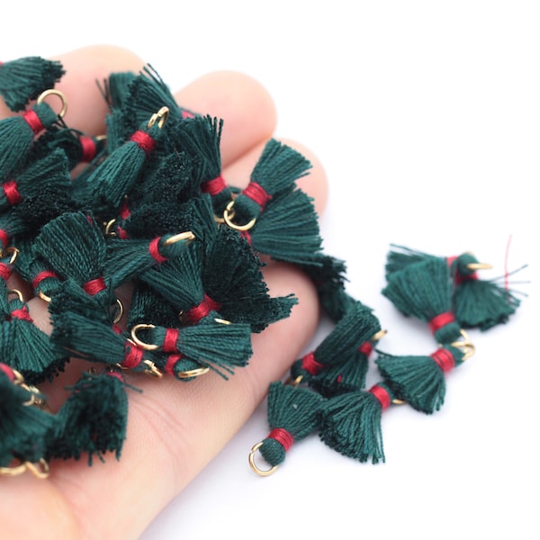 5 Pcs 2cm Green Tassels, Mini Tassels, Short Thread Cotton Tassels, Cotton Tassels, TSL-10