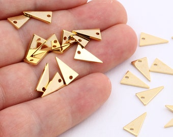 6 Pcs 24k Gold Plated Triangle Charms , Tiny Necklace Triangle , Tiny Triangle Charms , Necklace Pendant , Charms , 7x12mm-GLD-55