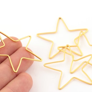 40mm Matt Gold Plated Star Charm, Matt Gold Plated Star , Matt Gold Star Charms , Matt Gold Star Earrings ,Matt Gold Star Pendant, MTGLD-112