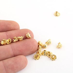 25 Pcs 6mm 24k Shiny Gold Plated, Beads Caps , Gold Plated Bead Caps , Flower End Caps, Flower Beads, End Caps, GLD-876