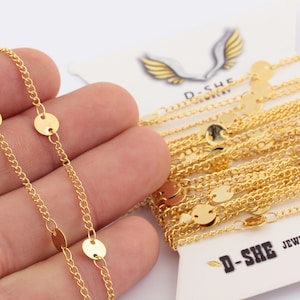 1.9x2.5mm 24k Shiny Gold Curb Chain, Gold Coin Chain, Soldered Chains, Faceted Curb Chains, Necklace Chain Gold Plated Findings GZ-64