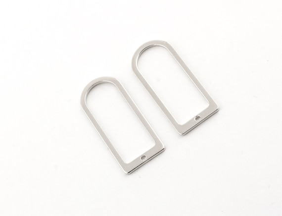 Sİlver Plated, D Shape Rings- 6 Pcs Silver D Shape Connectors, Rings (32x10mm) SLVR-31