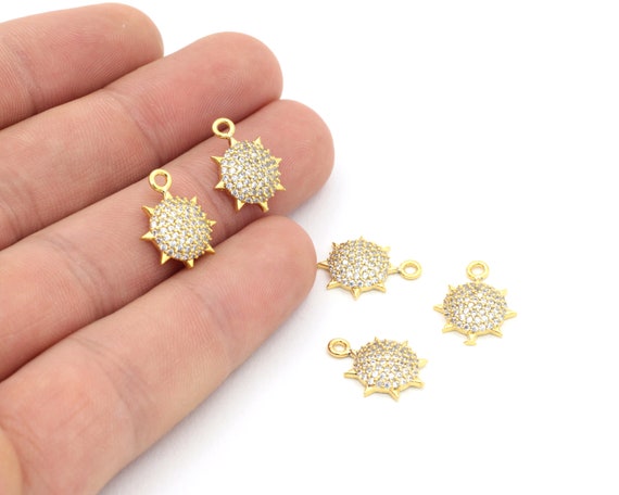 10 Ciondoli Pendenti In Ottone Con Zirconia Cubic Micro Pave - Anello Rotondo 19x21mm Per Creazione Gioielli Fai Da Te