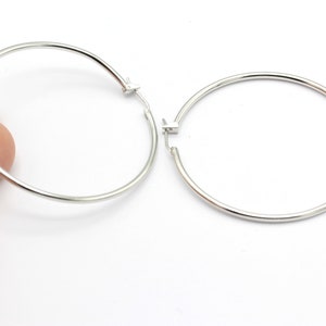 50mm Silver Plated Earrings Hoop , Hoop Earrings, Brass Earrings, Dangle, Circle , EAR-228