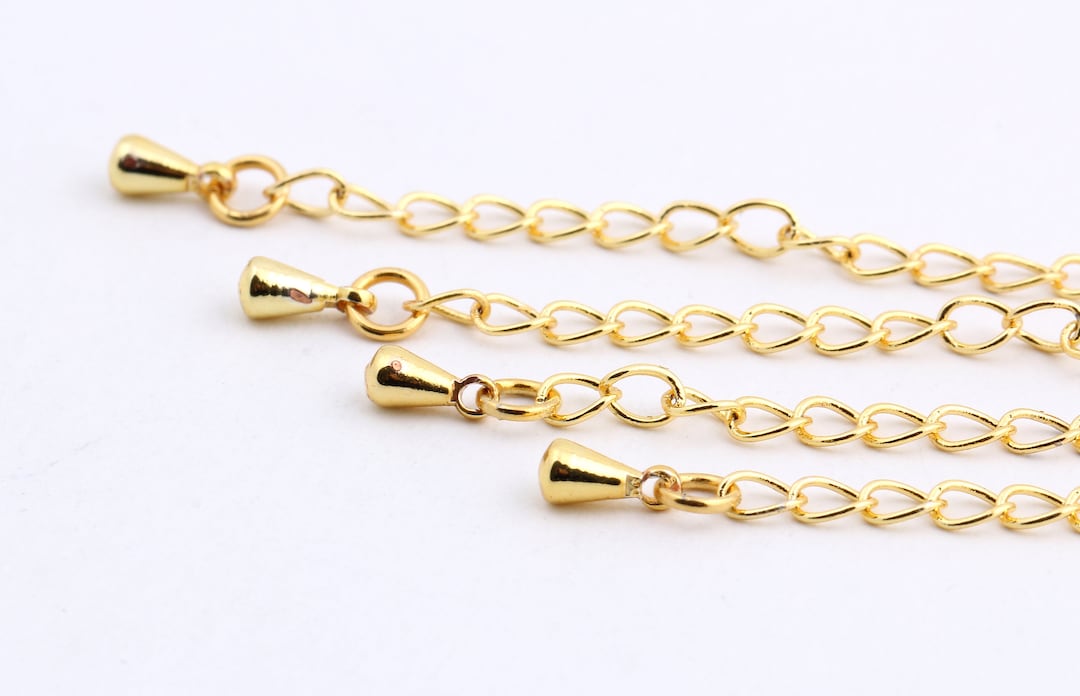 3 Pcs 24k Gold Plated Extender Chain , Jewelry Supply , Gold Plated