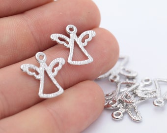 5 Pcs 17x17mm Rhodium Angel Silver Plated Angel Charms , Silver Charms, Silver Plated Finding, Angel ,Charms SLVR-100