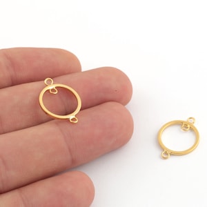 15x21mm 24k Shiny Gold Plated Rings ,Multi Hole Round, 3 Hole Ring Connector ,3 Hole Circle Pendant ,Round Connector, GLD-1169