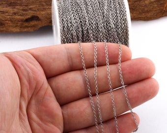 Cadena soldada chapada en plata de 5 Mt 1,5x2mm, cadena soldada diminuta, cadena rolo diminuta, cadena de bordillo RZ-2