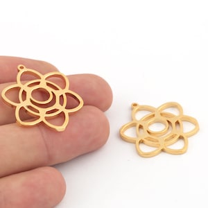 1 Pcs 27x33mm 24k Shiny Gold Plated Flower Charms, Lotus Flower Charms ,Mini Flower Pendant,Gift For Her,Lotus For Charms, GLD-1314