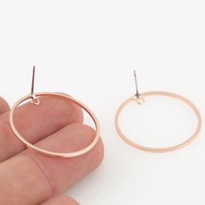 1 Pair 30mm Rose Gold Plated Round Earring, Circle Earrings, Rose Gold Plated Ear Hoop, Circle Earrings, Round Earrings, EAR-444