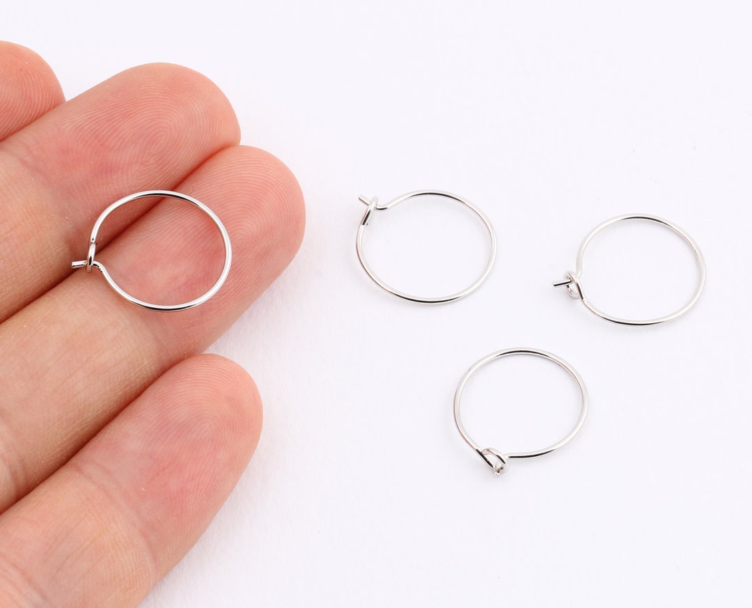 15mm Silver Plated Earring Hoops ,6 Pcs Circle Earrings, Silver Plated