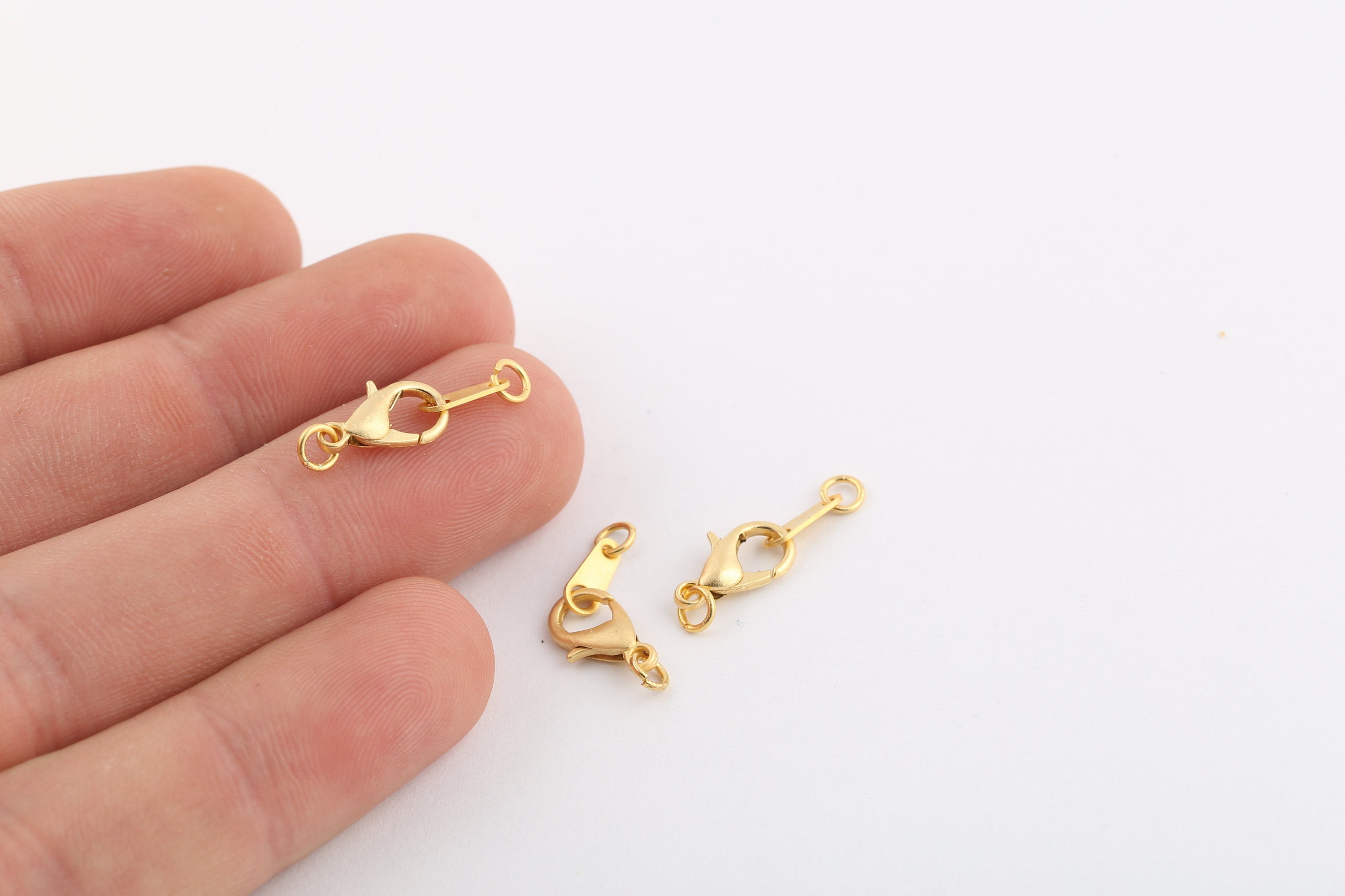 5 Pcs Necklace finishing apparatus , Matt Gold Plated Necklace Findings , Necklace End , 12mm Clips , total ; 23mm MTGLD-148