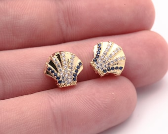 1 Pcs Sea Shell, 24k Gold Plated Bracelet Pendant, 11x10mm Sea Shell Pendant , tiny Shell Charm , ZRK-254