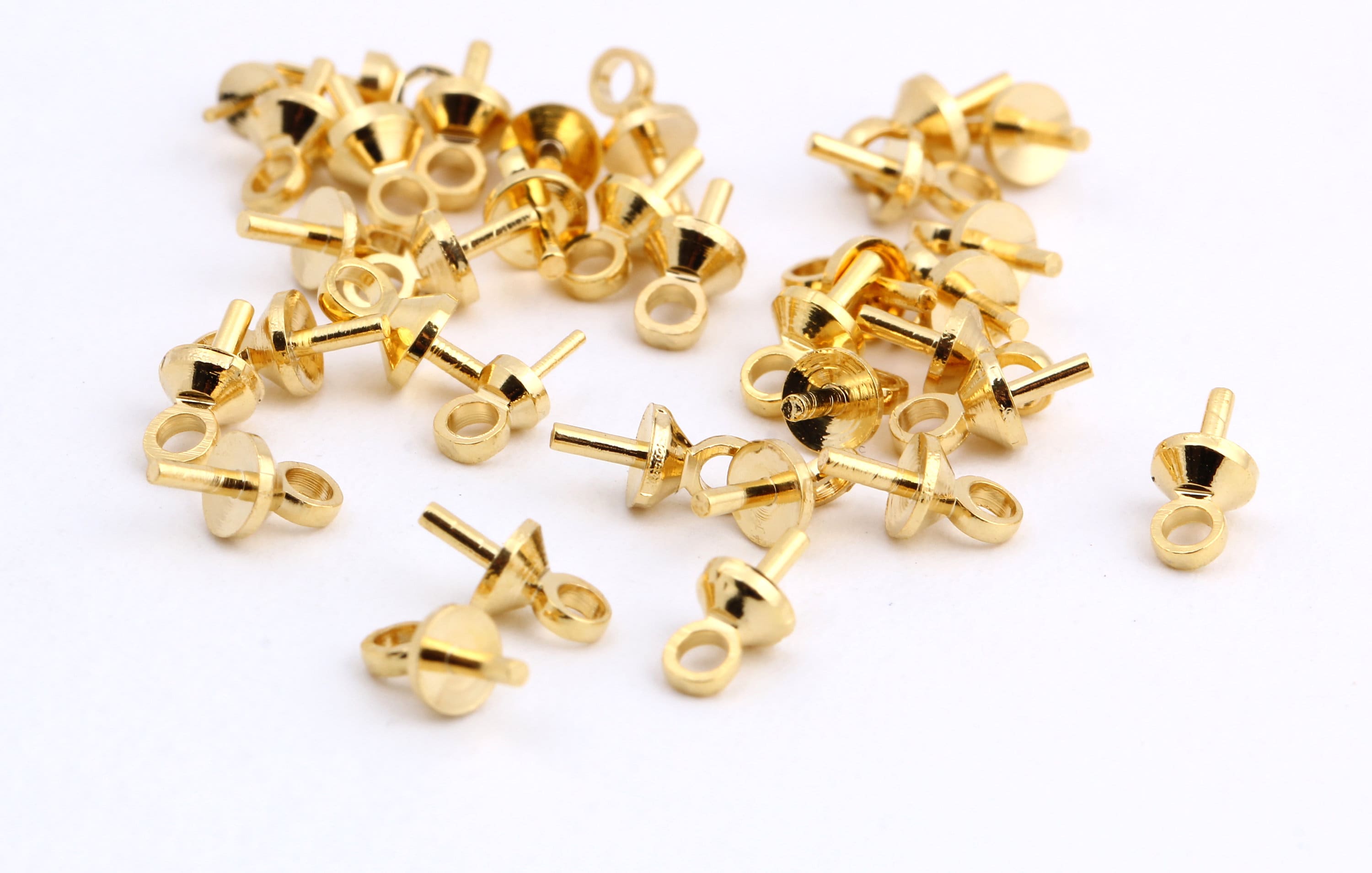 12 Pcs 24k Gold Plated Screw Eye Pin Gold Plated Findings Etsy