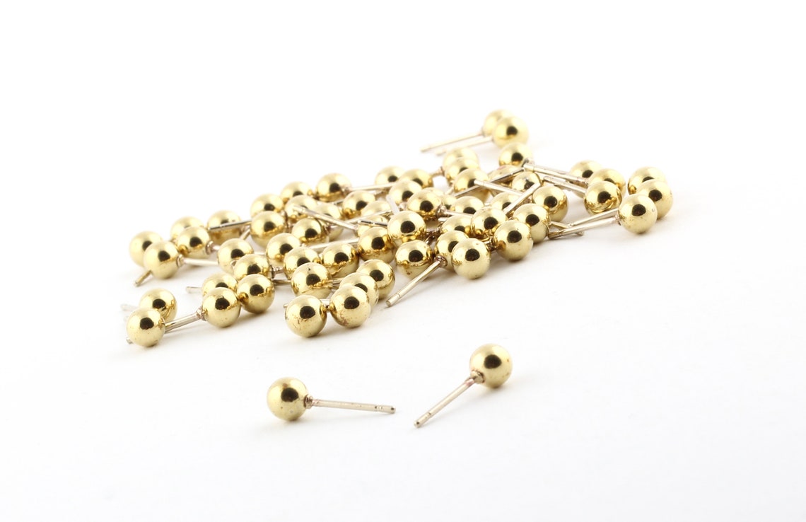 5mm Stainless Steel Earring Posts Raw Brass Ear Stud Etsy
