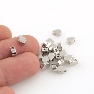 10 pcs 7mm Rhodium Plated Drop, Rhodium Plated Charm, Spacer Beads,Mini Drop Beads , Rhodium Pendant, Rhodium Plated Findings SLVR-544