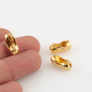 7.5x16mm Ball Chain Connector, 24k Gold Plated Tag Fastener Type Ball Chain, Gold Clasp for Connector ball chain Ball Chain Clasps, GLD-1430