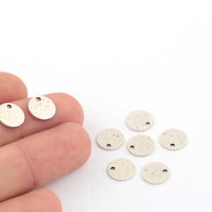 6 Pcs 10mm Antique Silver Hammered Round Charms , Hammered Round Disc Antique Silver Coins,Round Hammered Disc, ANT-89