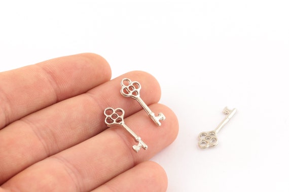 Heart Skeleton Key Earrings Rhodium on Sterling Silver Heart Skeleton Key Earrings Rhodium on Sterling Silver
