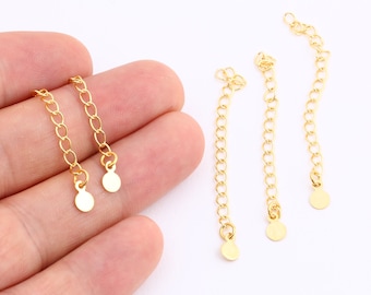 3 Pcs 24k Gold Plated Extender Chain , Jewelry Supply , Gold Plated Supply-GLD-30