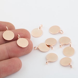 2 Pcs 12x17mm Rose Gold Plated Round Disc, Circle Disk, Round Disc Pendant, Stamping Blank, Round Coins ,Stamping Tag, RSGLD-406