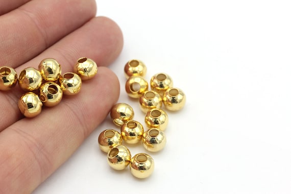 8mm 24k Shiny Gold Beads, Spacer Beads, Hollow Beads, Tiny 8mm 24k Shiny Gold Beads, Spacer Beads, Hollow Beads, Tiny